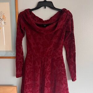 Wild Fable Red Rose Pattern Long Sleeve Dress